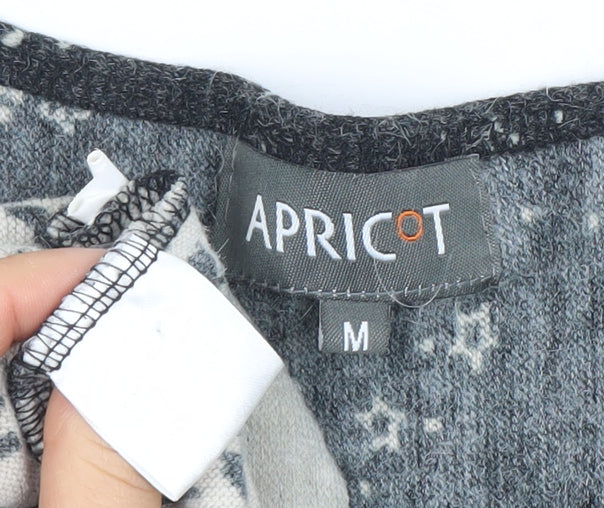 Apricot Women’s Grey Floral Knit V-Neck Shift Dress Size M