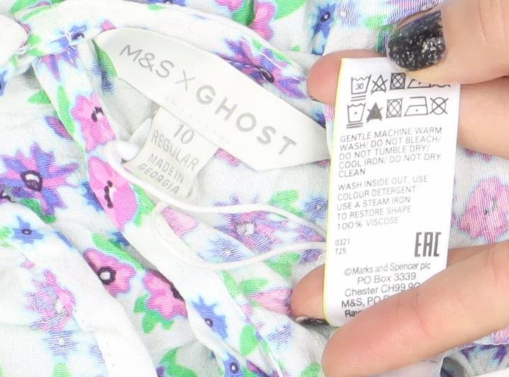 Marks & Spencer Women’s Multicoloured Floral One Shoulder Wrap Dress Size 10