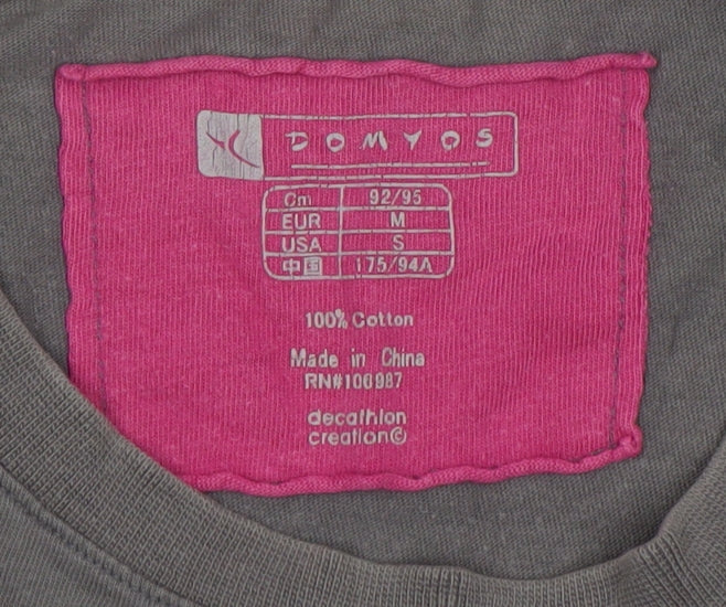 Domyos Men's Grey Crew Neck Gym Academy Graphic T-Shirt Medium