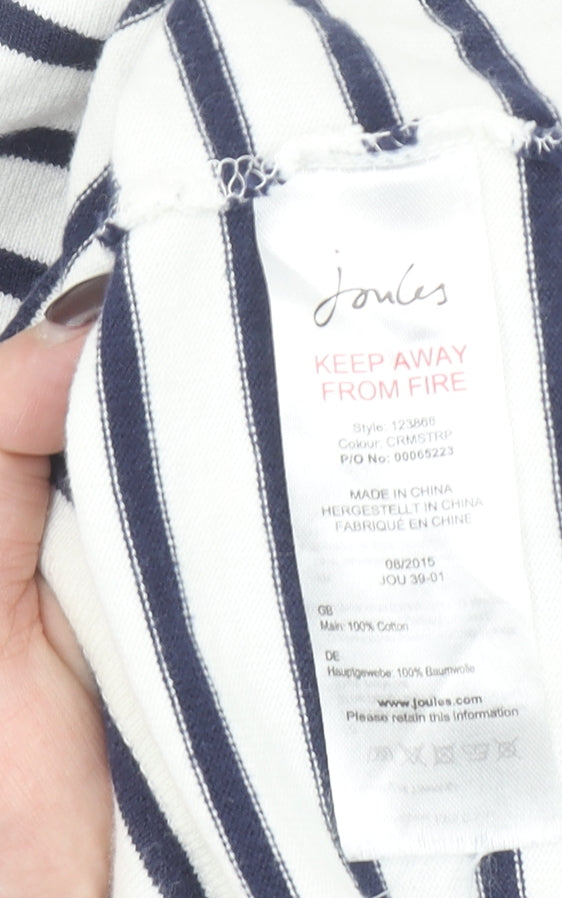 Joules Women’s White Navy Striped Long Sleeve Cotton T-Shirt UK 12