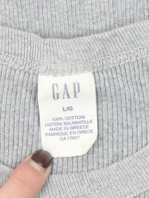 Gap Womens Grey Cotton Short Sleeve Basic Crew Neck T-Shirt Size L