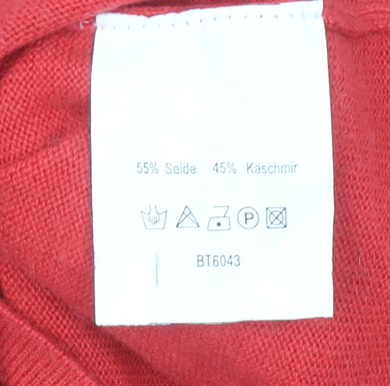 di Roberto Women's Red Silk Cashmere Long Sleeve Pullover Jumper Size L