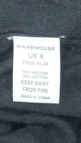 Warehouse Women’s Black V-Neck 3/4 Sleeve Button Cardigan UK 8