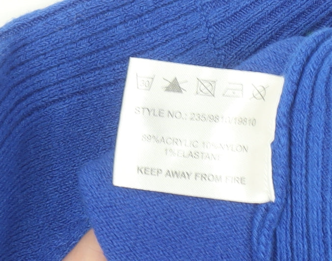 Bassini Women's Blue Mock Neck Long Sleeve Pullover Jumper Size S
