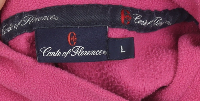 Conte of Florence Women's Pink Fleece 1/2 Zip Pullover Sweatshirt L