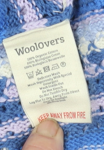 Woolovers Women's Multicoloured Cotton Open-Knit Crew Neck Jumper M