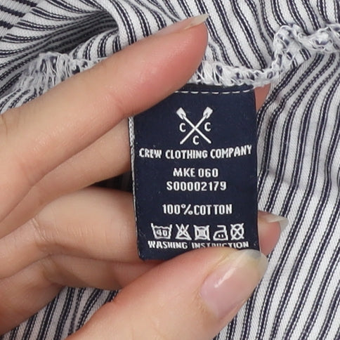 Crew Clothing Men's Blue Striped Cotton T-Shirt Size S