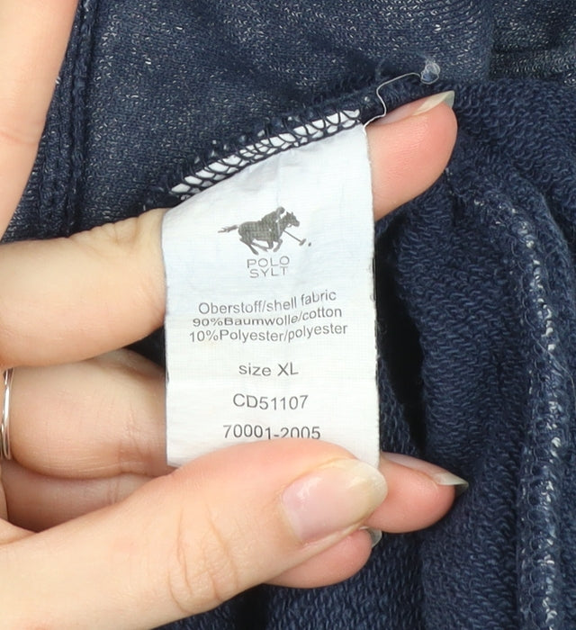 Polo Sylt Men's Blue Belted Cotton Blend Mid-Length Coat XL