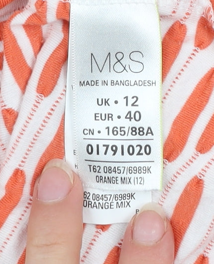 Marks & Spencer Per Una Orange Mix Short Sleeve Stretch T-Shirt Size 12