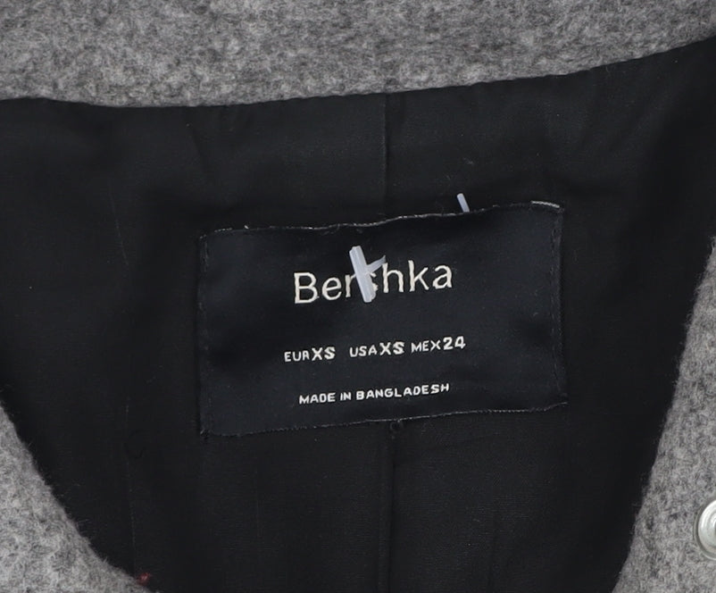 Bershka Women’s Grey Wool Blend Biker Coat XS