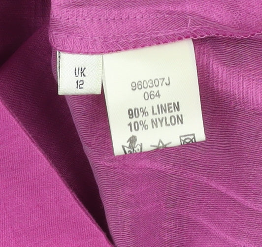 Viyella Women's Pink Linen Blend Blazer UK 12 Classic Style