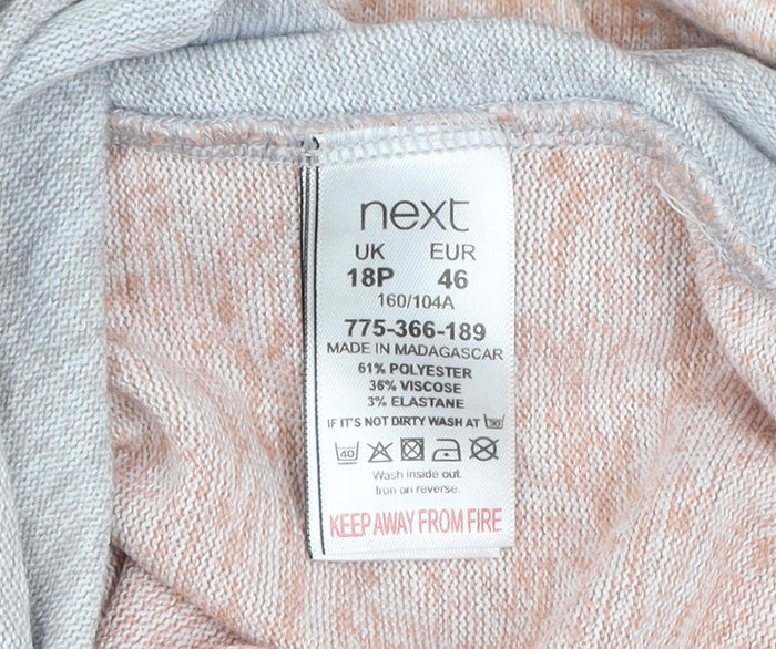 Next Women Peach & Grey V-Neck Long Sleeve Pullover Sweater Size 18 Petite