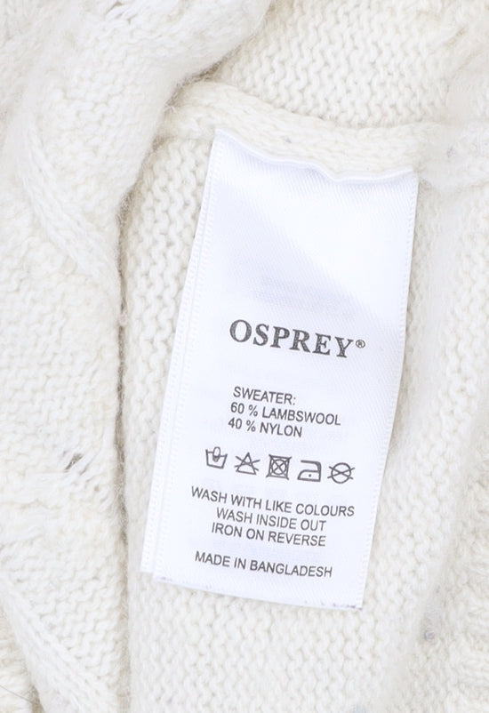 Osprey London Women's Ivory Wool Blend Roll Neck Jumper XL