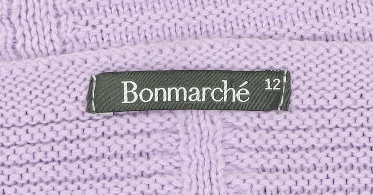 Bonmarché Women Purple Animal Print Acrylic Jumper Size 12