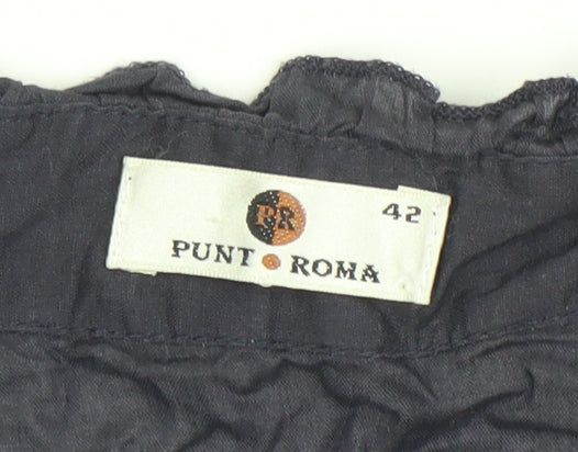 Punt Roma Women Blue Cotton Long Sleeve Button Blouse Size 14