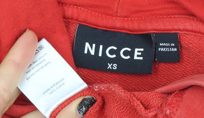 NICCE Men's Red Pullover Hoodie XS Cotton Logo Sweatshirt