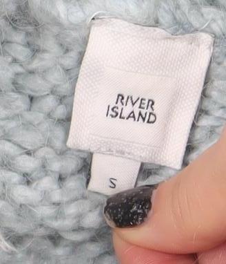River Island Women Blue Roll Neck Chunky Knit Wool Jumper Size S