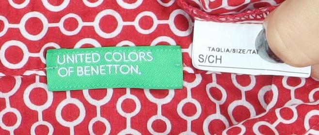 United Colors of Benetton Women's Red Geometric Button-Up Shirt Size S