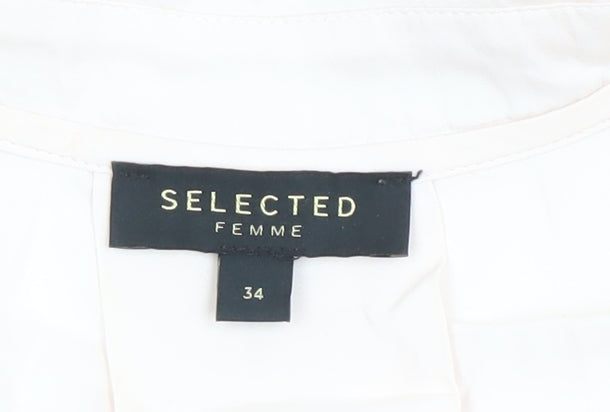 Selected Femme Women’s Ivory Button-Up Cotton Shirt Size 6
