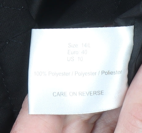 Gallery Women’s Black Quilted Mid-Length Jacket Size 14 Lined Zip Front