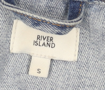 River Island Womens Blue Denim Distressed Jacket Size S