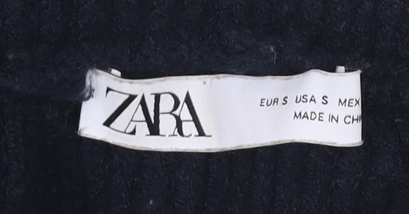 Zara Women Black & White Striped Hooded Knit Jumper Size S