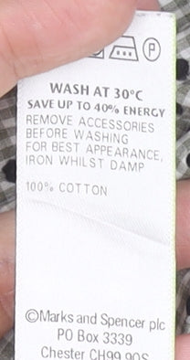 Marks & Spencer Men's Green Check Cotton Dress Shirt Medium