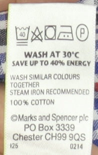 Marks & Spencer Men's Multicoloured Check Short Sleeve Cotton Button-Up Shirt M 38-40"