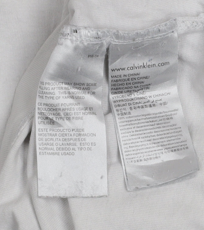 Calvin Klein Jeans White Crew Neck Cotton T-Shirt Men L Regular Fit