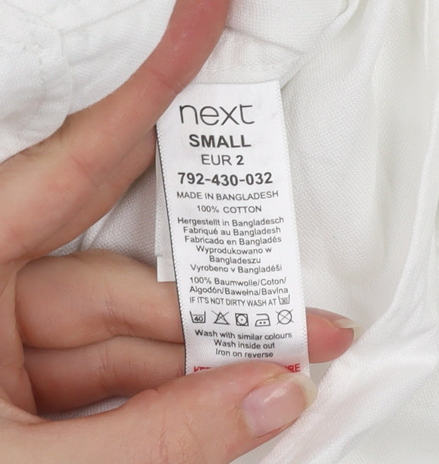 Next Men's White Cotton Button-Up Casual Shirt Small Regular Fit