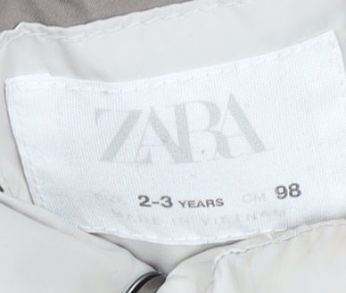 Zara Girls Beige Puffer Jacket 2-3 Years Sleeveless Quilted Gilet