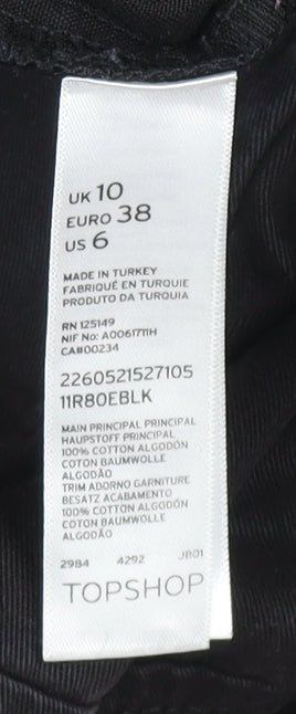 Topshop Women's Black Hooded Cotton Parka Jacket UK 10