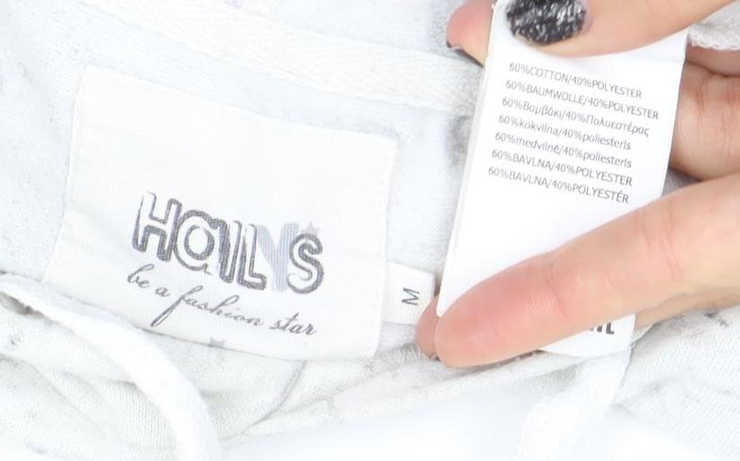 Hollis Women White Pullover Hoodie LOVE Graphic Size M
