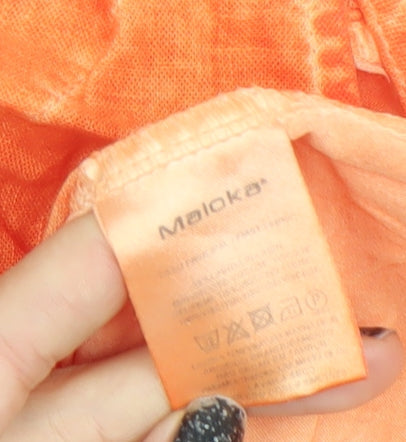 Maloka Women’s Orange Linen Cotton Sleeveless Tunic Blouse L