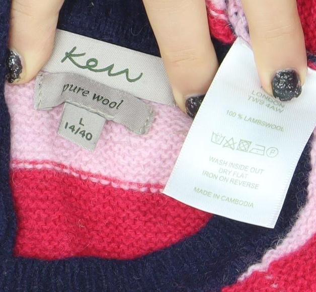 Kew Womens Multicoloured Striped Wool Pullover Jumper L