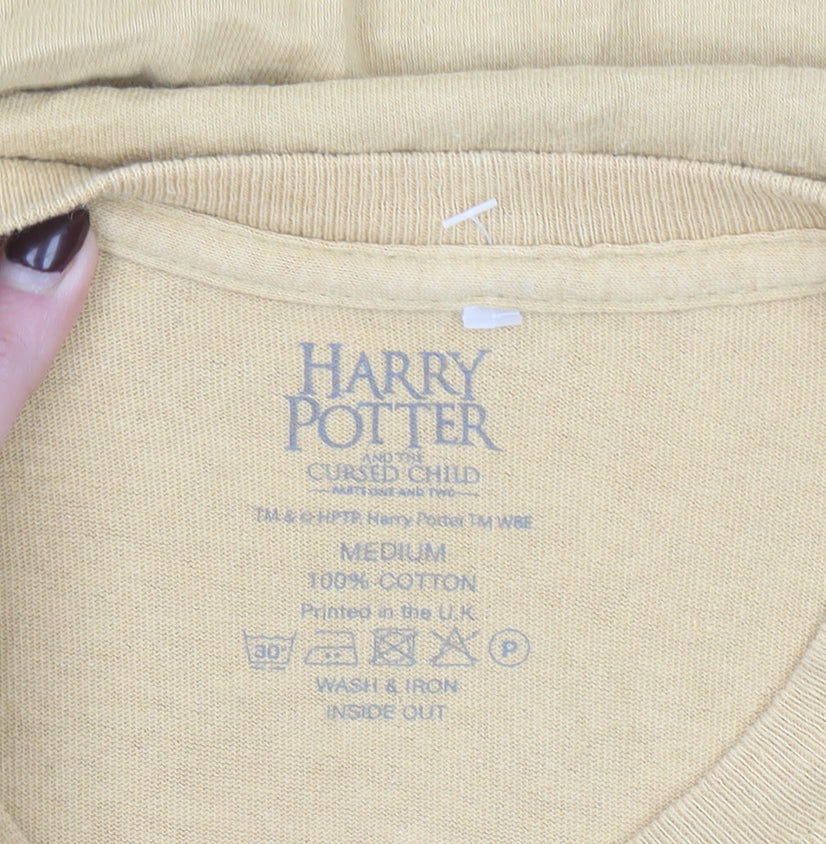 Harry Potter Men’s Beige Medium Graphic T-Shirt 100% Cotton