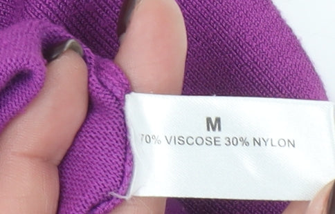 Linea Women’s Purple V-Neck Tie Short Sleeve Knit Blouse Size M
