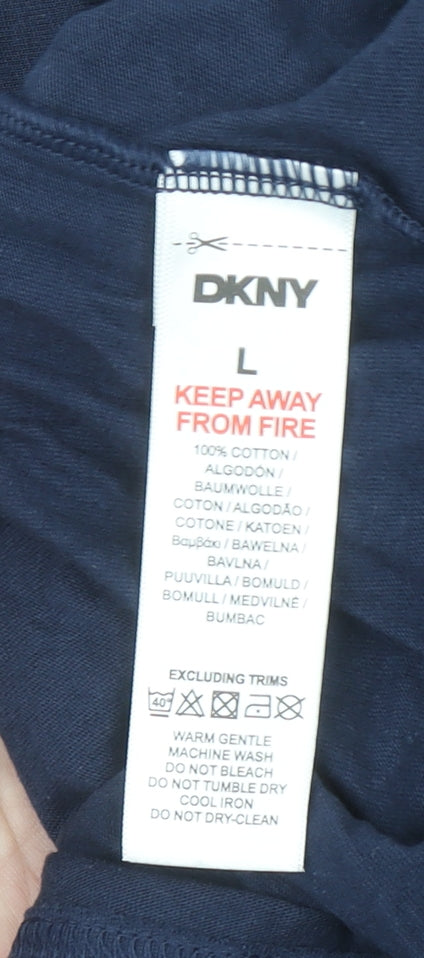 DKNY Men's Blue Cotton Crew Neck Short Sleeve T-Shirt Size L