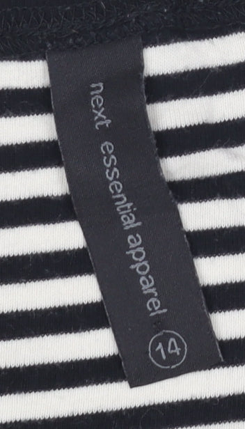 Next Women’s Black & White Striped 3/4 Sleeve Cotton Jersey T-Shirt Size 14