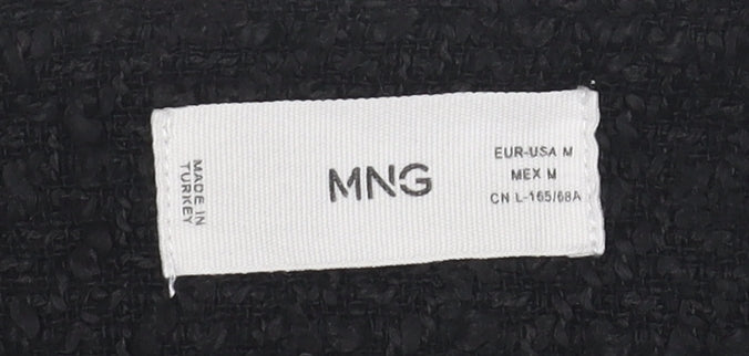 Mango Women’s Black Tweed Mini Skirt Size 12 with Chain Detail