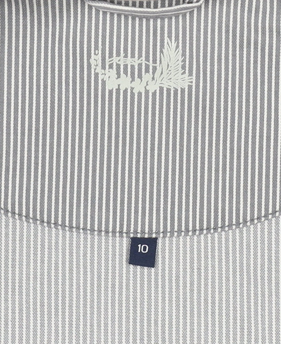 Women's Grey Striped Cotton Blazer Size 10 Classic Jacket