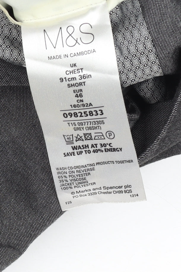 Marks & Spencer Men's Grey 36S Classic Single-Breasted Blazer