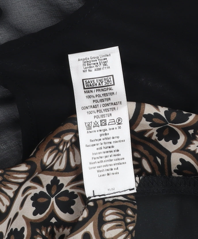 Wallis Petite Women’s Beige & Black Geometric Cold Shoulder Blouse Size 18