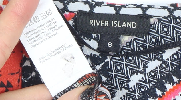 River Island Womens Multicoloured Tunic Blouse Size 8