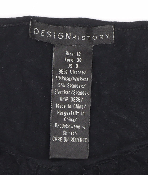 Design History Women's Black Sleeveless Ruffle Tank Top Size 12