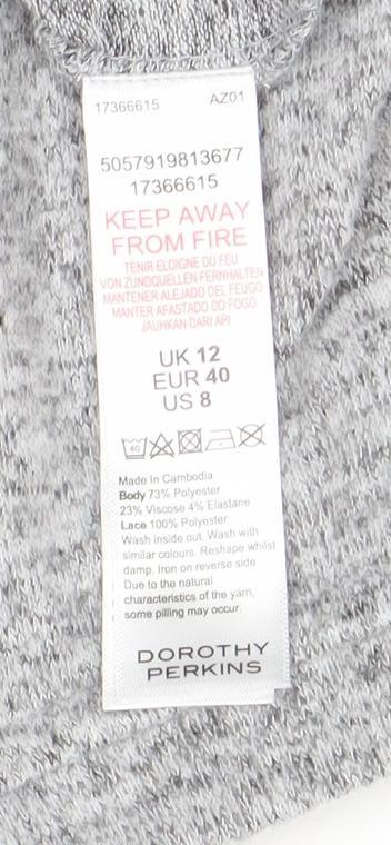 Dorothy Perkins Women’s Grey Long Sleeve Lace Pullover Jumper Size 12