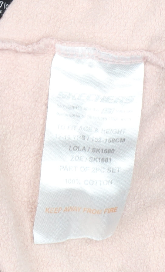 Skechers Girls Pink Pullover Logo Hoodie 12-13 Years Cotton Fleece