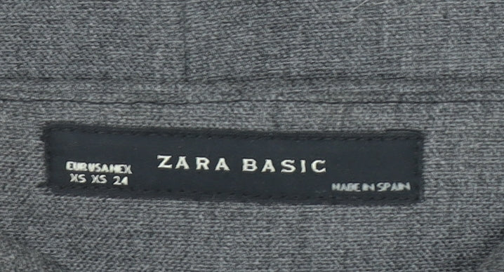 Zara Women Grey Sheath Dress XS Square Neck Sleeveless Workwear