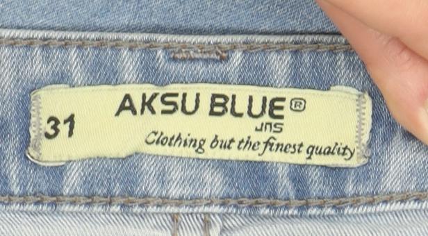 AKSU BLUE Womens Light Blue Distressed Skinny Jeans Size 31