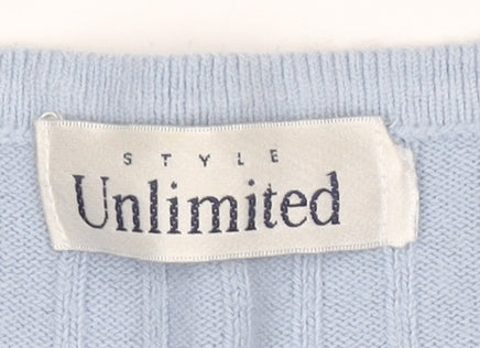 Unlimited Women's Blue Ribbed Knit Pullover Jumper Size M